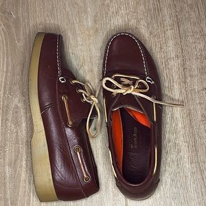 Vintage leather moccasin loafers in burgundy